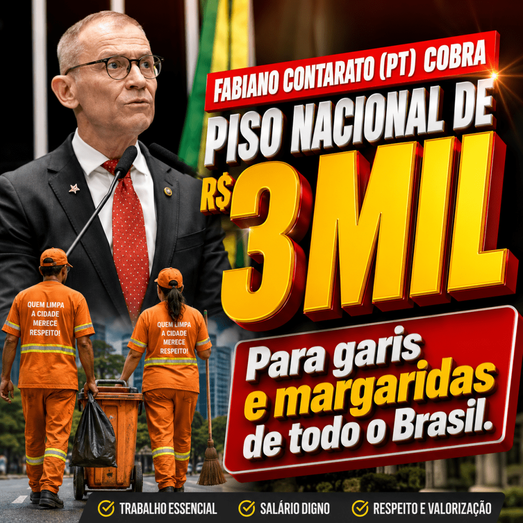 🚩 Fabiano Contarato (PT-ES) cobrou a votação do projeto que cria um piso salarial nacional de R$ 3 mil para garis e margaridas.

No Senado, o parlamentar defendeu a valorização de trabalhadores que desempenham um papel essencial para a saúde pública e para o funcionamento das cidades brasileiras.